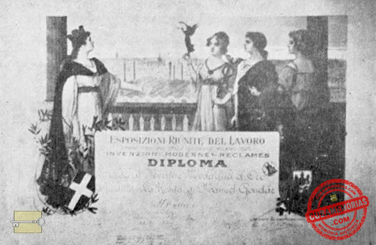 Diploma obtenido por la fábrica de mosaicos La Rosita en la Exposición de Milán de 1920.