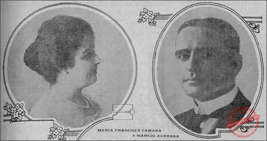 Marco Zárraga Ortiz y su esposa María Francisca Cámara y O'Reilly ca. abril 1919