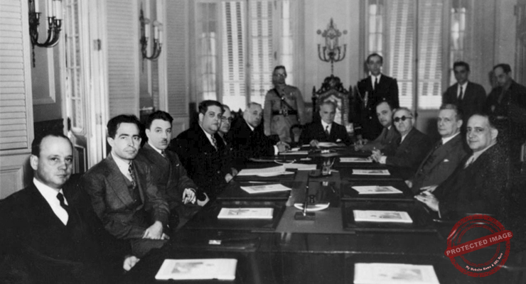 Primera sesión del gabinete de Federico Laredo Brú en el Palacio Presidencial de La Habana, diciembre de 1936.