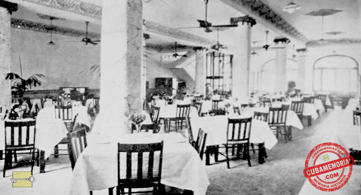 Vista interior del restaurante del Hotel Pensilvania situado en la calle Águila número 96 de La Habana, ca. 1922.