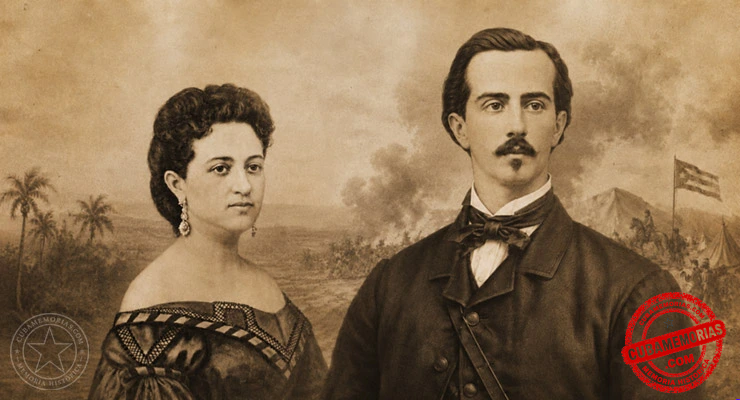 Amalia Simoni e Ignacio Agramonte en una composición histórica sobre la Guerra de los Diez Años