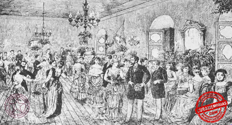 Baile en una sociedad elegante de La Habana en 1883, representativo de los bailes habaneros de otros tiempos.