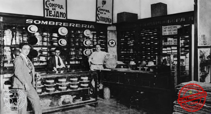 Vista interior de la sombrerería Casa Sotolongo en Perico, 1924.
