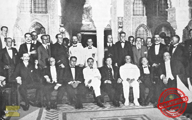Grupo de invitados al vapor Cristóbal Colón en su primer viaje a La Habana