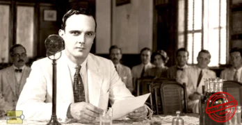 Recreación histórica de Rafael Esténger durante una conferencia literaria en Santiago de Cuba en 1926.