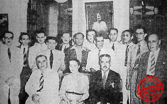 Concejales del bloque mayoritario del Ayuntamiento de La Habana reunidos después de firmar el acuerdo para constituir la nueva Cámara Municipal en 1940.