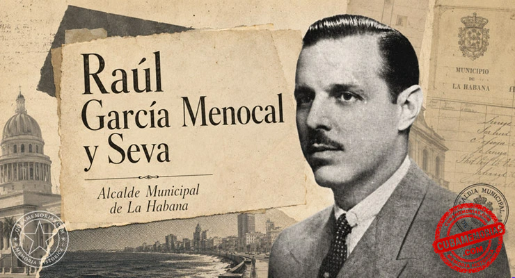Raúl García Menocal y Seva, alcalde municipal de La Habana, en un collage inspirado en la prensa cubana de los años 1940.