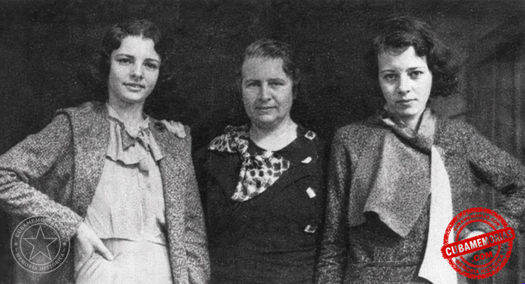 Encarnación Mostaza San Román con sus hijas Teresita Bal de Dilla y Margarita Bal de Pereira, vinculadas a la tenería La Leonesa de Regla.