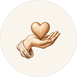 Icono de una mano sosteniendo un corazón, símbolo de apoyo a CubaMemorias