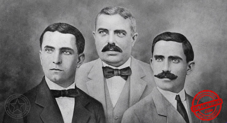 Bernardino, Valentín y Carlos Llama, vinculados a la firma B. Llama y Compañía de San Diego del Valle, hacia 1919.