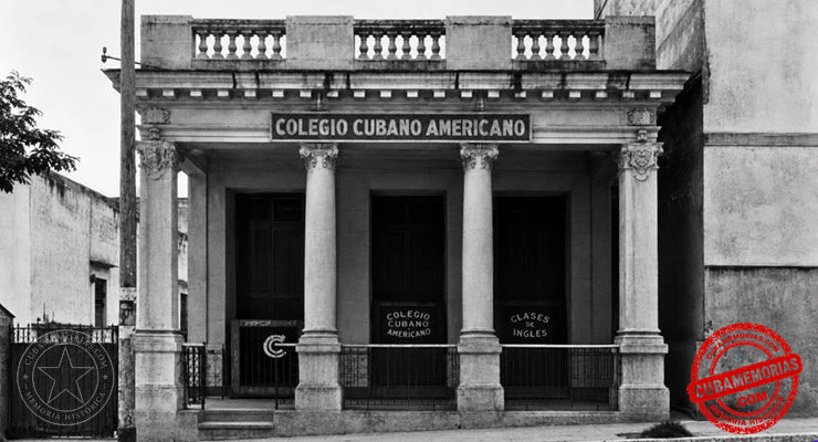 Fachada del Colegio Cubano Americano en la Avenida de Concepción, Víbora, La Habana