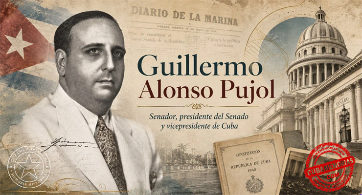 Collage histórico de Guillermo Alonso Pujol, senador, presidente del Senado y vicepresidente de Cuba.