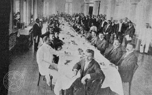 Almuerzo de la Asociación de Dependientes del Comercio en el Palacio Campoamor, Cojímar, 1908