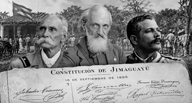 Salvador Cisneros Betancourt, Máximo Gómez y Antonio Maceo ante la Constitución de Jimaguayú de 1895
