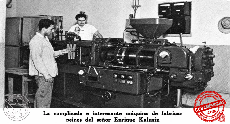 Máquina utilizada para fabricar peines en la fábrica de Enrique Kalusin en La Habana, 1944.