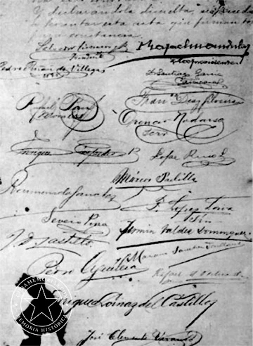 Firmas de los delegados de la Asamblea Constituyente de Jimaguayú en 1895