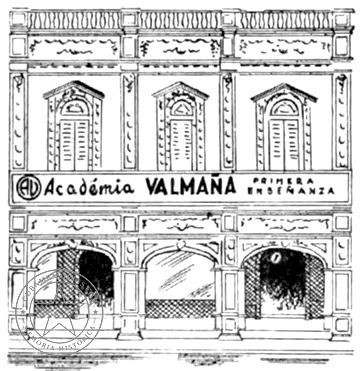 Fachada de la Academia Valmaña en Prado 114, La Habana, en 1944.