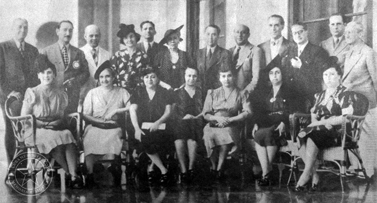 Directiva de la Segunda Fiesta Intelectual de la Mujer durante un almuerzo del Club Rotario de La Habana en 1939.